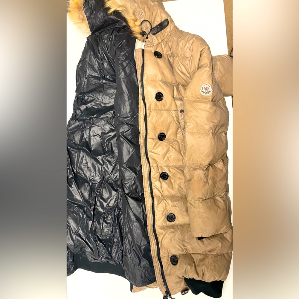 Taupe / tan Moncler Long Puffer Jacket/ Coat / Puffer
